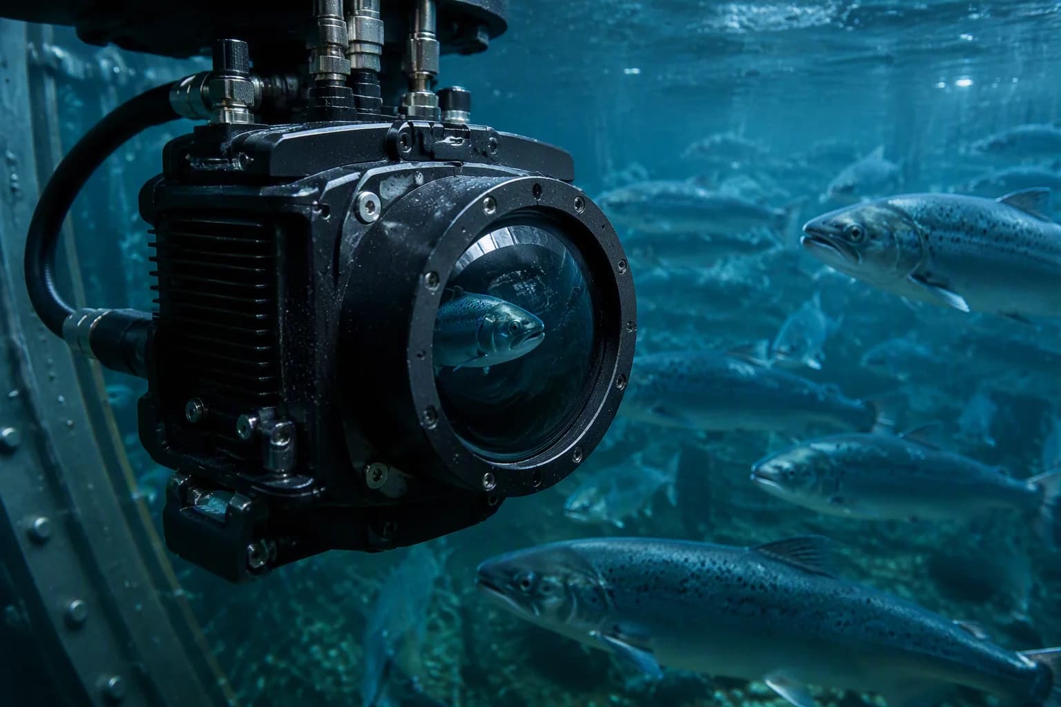 Underwater imaging equipment among fish, from the company presentation.